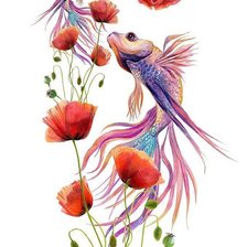 Схема вышивки «рыбка»