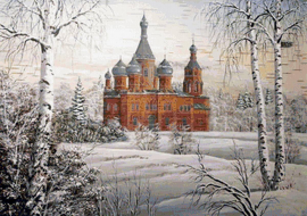 №1833210 - церковь, природа, снег, пейзаж зима - предпросмотр