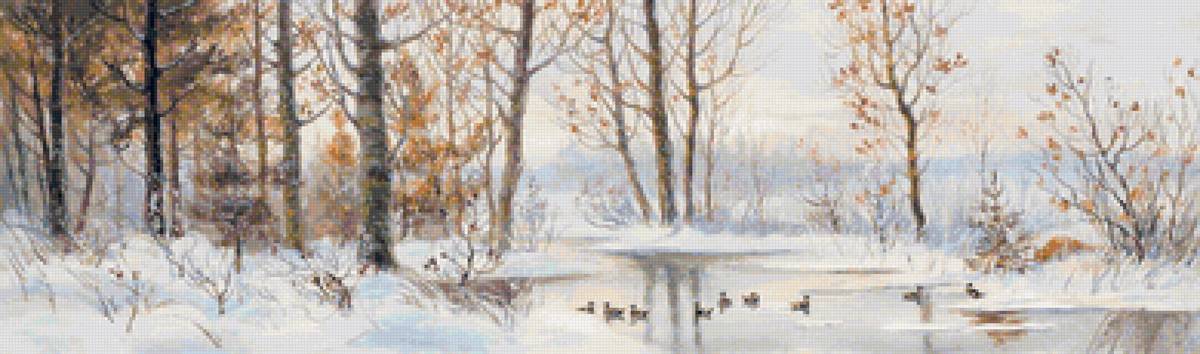 Худ.Муравьёв. Лисья охота - снег, природа, пейзаж зима, лес - предпросмотр