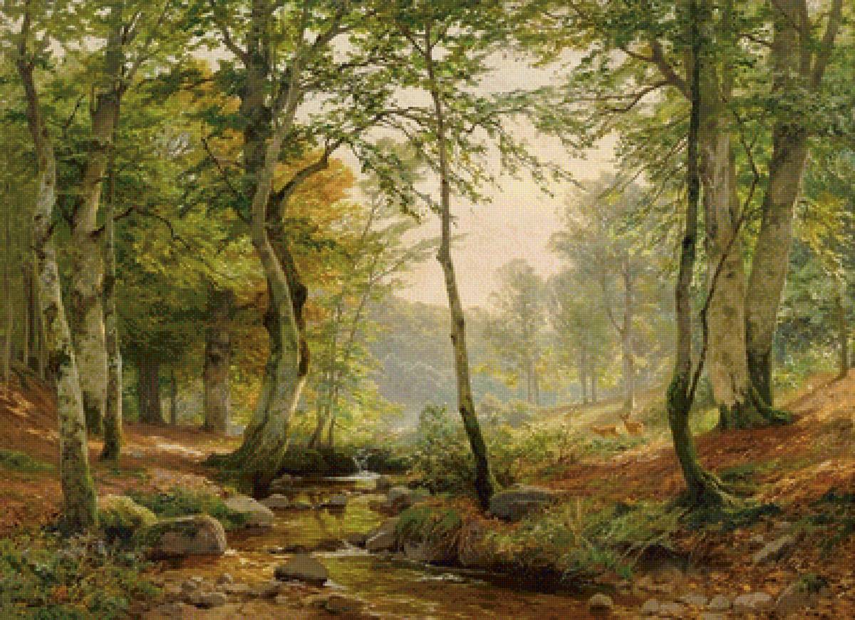 Ручей в лесу - лес, вода, ручей, деревья - предпросмотр