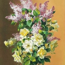 Схема вышивки «Розы и сирень»