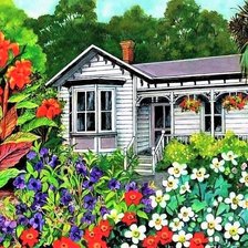 Схема вышивки «Дом в саду»