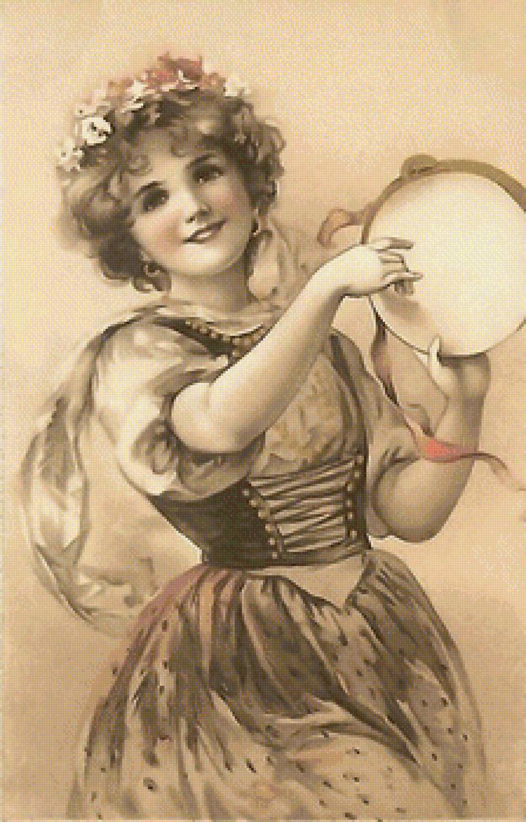 ретро девушка - открытка - предпросмотр