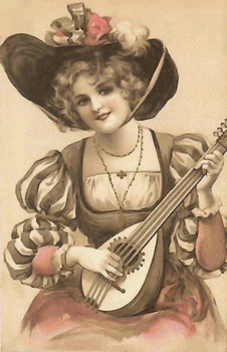 ретро девушка - открытка - предпросмотр