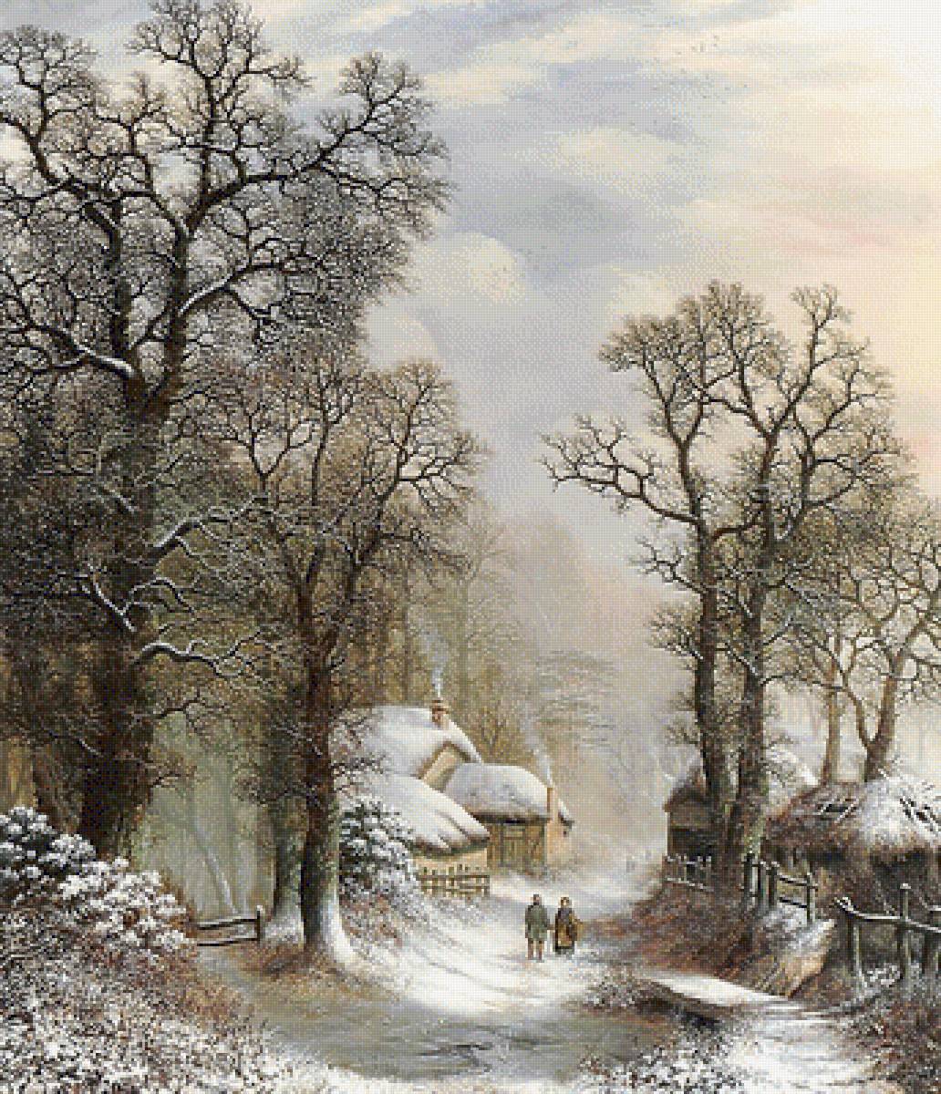 Зимний пейзаж. - пейзаж, живопись. - предпросмотр