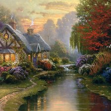 Схема вышивки «Домики у реки»