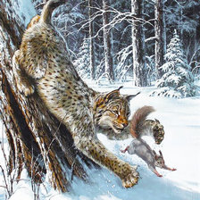 Схема вышивки «Рысь и белка»