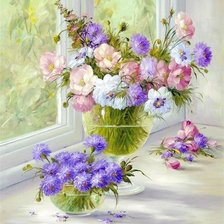 Схема вышивки «Доброе утро, цветы (По картине Хайнца Шольнхаммера)»