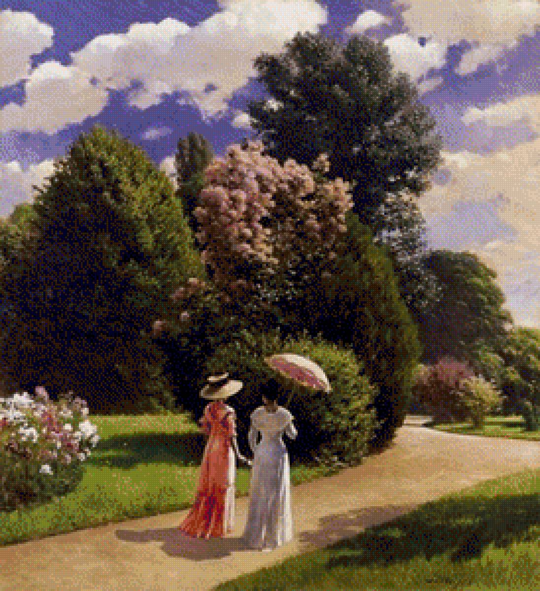 в парке - картина, пейзаж - предпросмотр