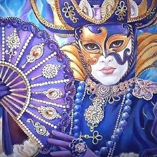 Схема вышивки «сеньора с веером»