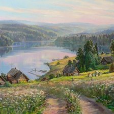 Схема вышивки «Родные просторы. По картине Любови Малышевой»