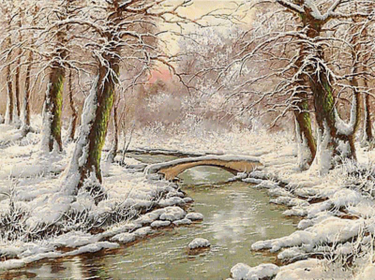 Зимний пейзаж. - пейзаж, живопись. - предпросмотр