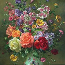 Схема вышивки «розы и лилии»