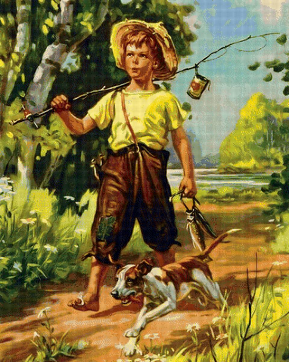 рыбачек - рыба, рыбак, дети - предпросмотр