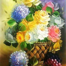 Схема вышивки «гортензии и розы»