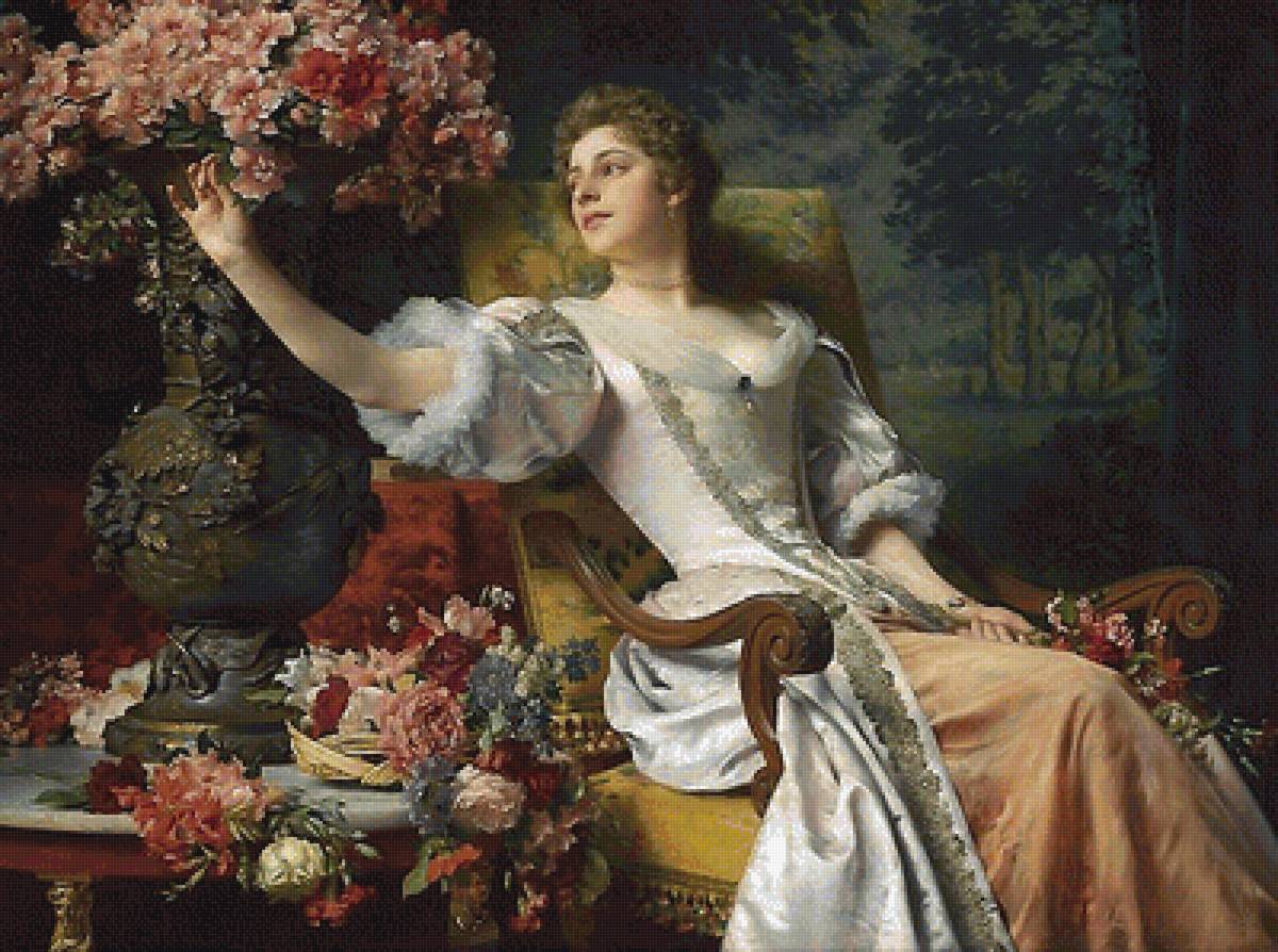 девушка с цветами - предпросмотр