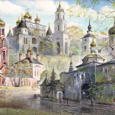 Схема вышивки «г. Дмитров  Сретенская церковь, Успенский собор,»