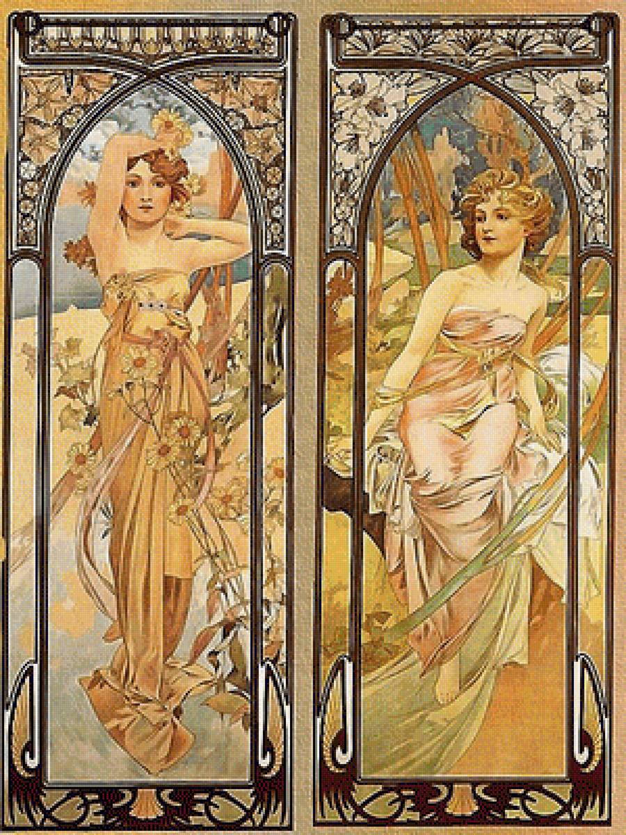 две девушки - альфонс муха - предпросмотр