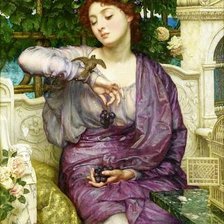 Схема вышивки «Лесбия с птичкой»