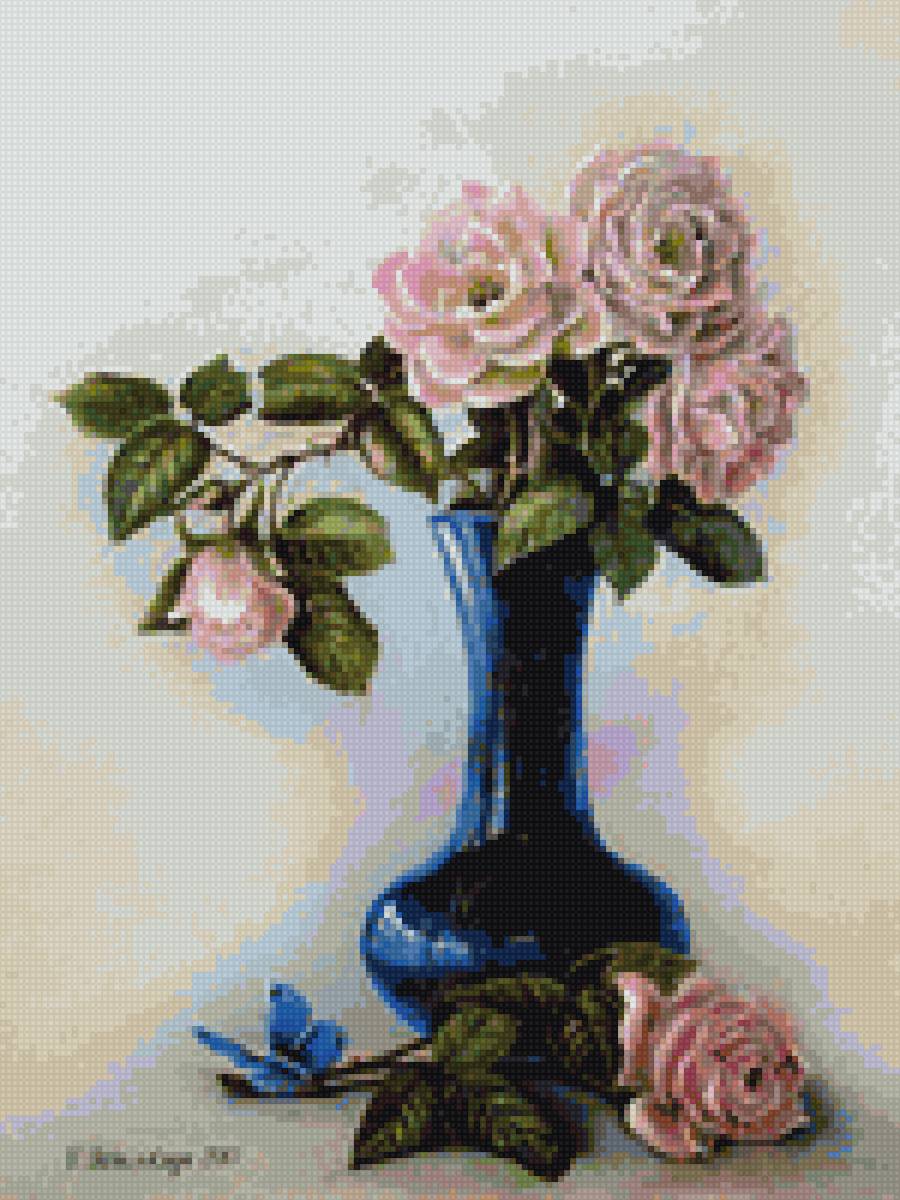 розы в вазе - предпросмотр