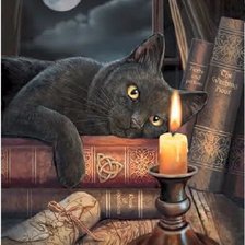 Схема вышивки «Черный кот у свечи»