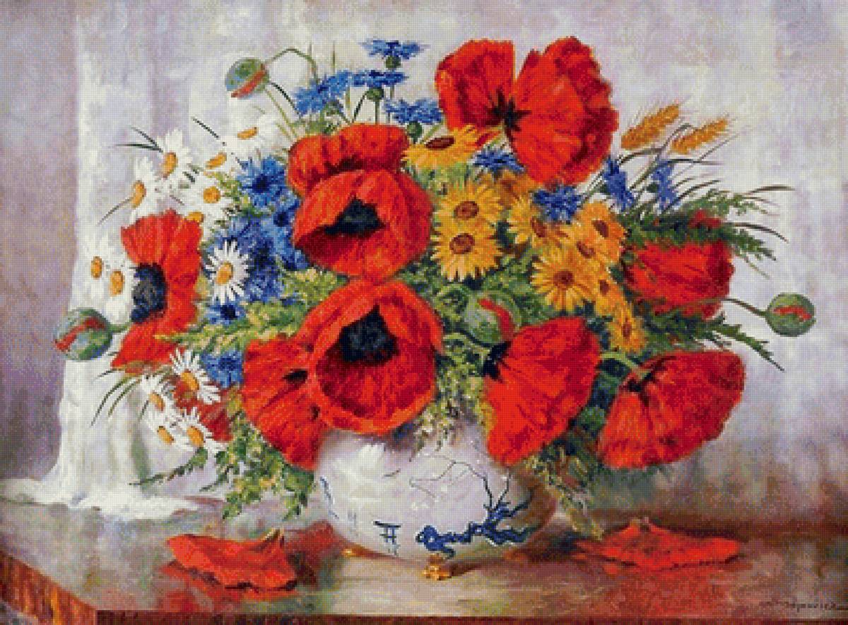 Маки чудесные - маки, стол, ваза, цветы - предпросмотр