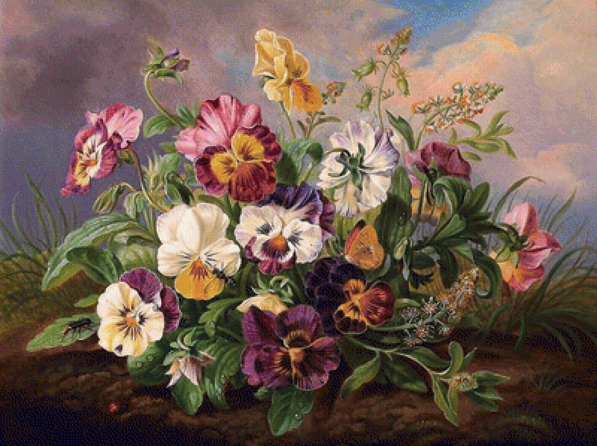 FLORES PENSAMIENTOS - 400 x 299 cruces - предпросмотр