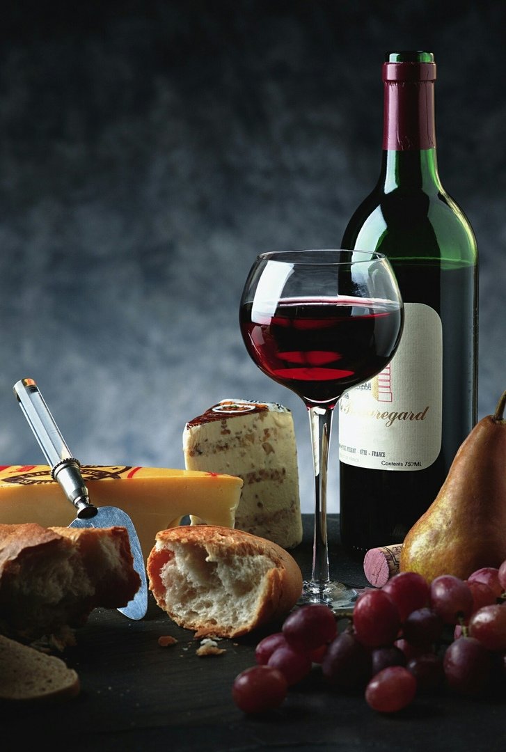 Натюрморт - виноград, груша, сыр, вино - оригинал