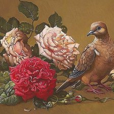 Схема вышивки «голубь и розы»