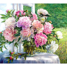 Схема вышивки «Серия "Букет". Пионы»