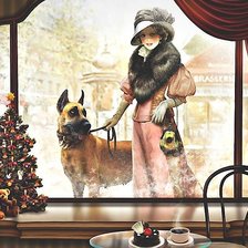 Схема вышивки «дама с собакой»