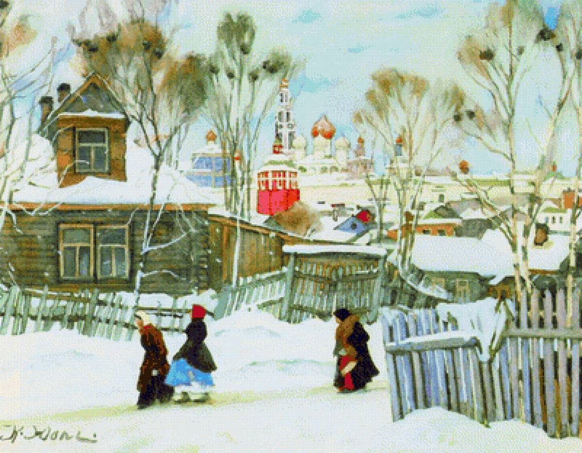 Юон Вид Троицкой лавры - картины, вид троицкой лавры, юон - предпросмотр