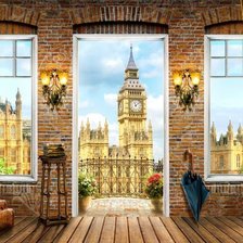 Схема вышивки «Вид на Биг Бен из окна дома»