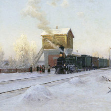 Схема вышивки «Казанцев Владимир Гаврилович. Зимнее утро на Уральской жел. доро»