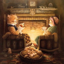 Схема вышивки «Кот Кузьма и его семейство»