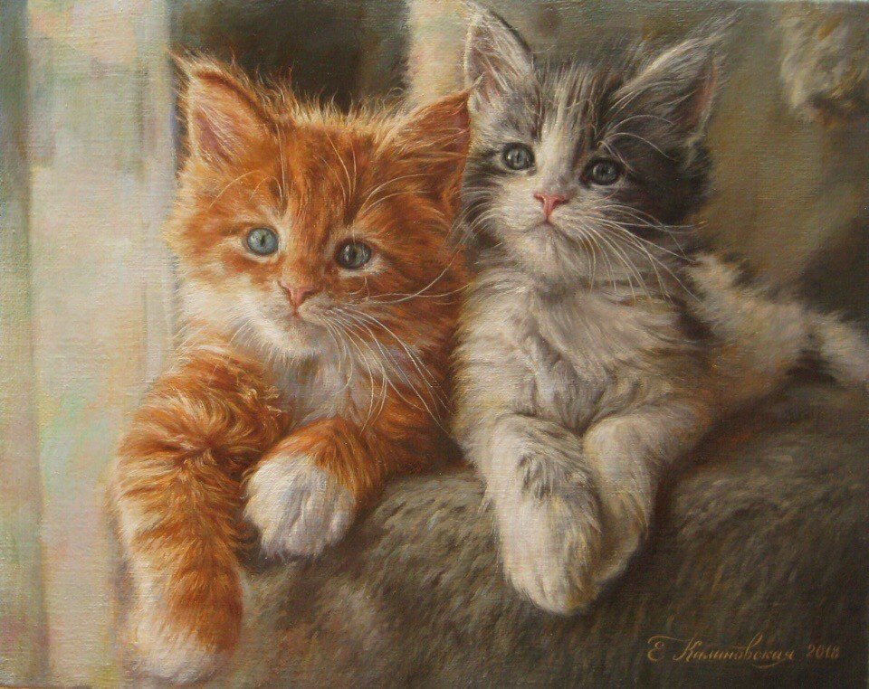 По картине Екатерины Калиновской - котята - оригинал