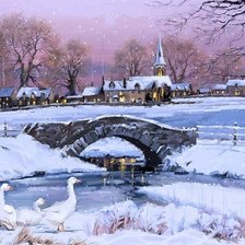 Схема вышивки «Зимние сумерки. По картине Ричарда Макнейла»