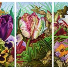 Схема вышивки «TRIPTICO FLORES»