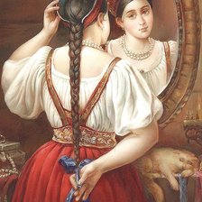 Схема вышивки «девушка перед зеркалом»