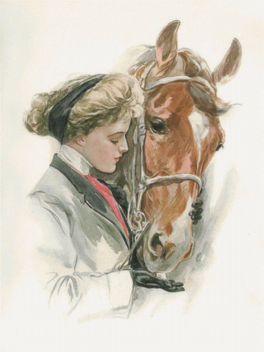 CABALLO Y DAMA - 300 x 400 cruces - предпросмотр