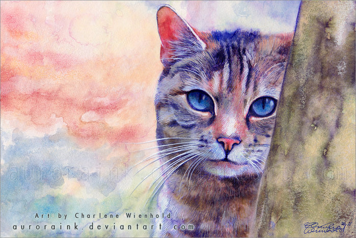 Акварель Киса 2 - кошки - оригинал