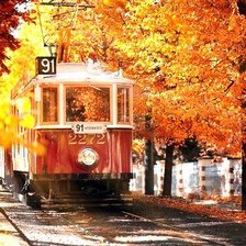 Схема вышивки «осенний трамвай»