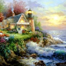Схема вышивки «дом и море»