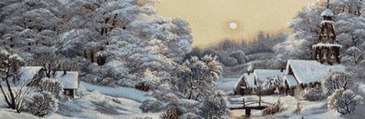 Морозное утро 1 - деревня, зима, речка, лес - предпросмотр