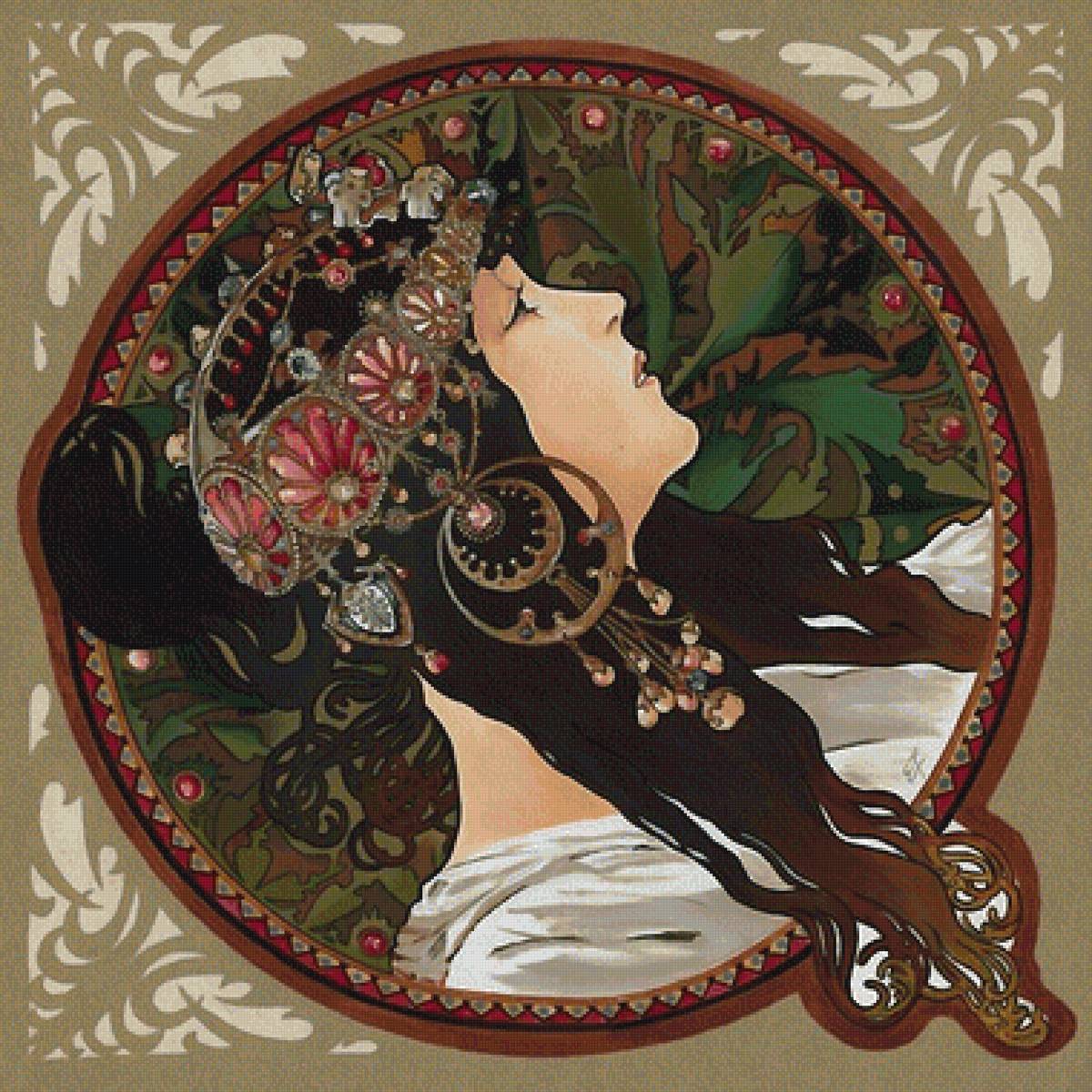 девушка - альфонс муха - предпросмотр