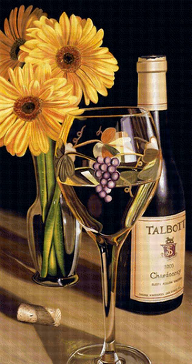 Серия "Натюрморты". - цветы, букет, вино, натюрморт - предпросмотр