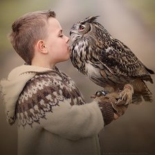 Схема вышивки «Мальчик и филин»