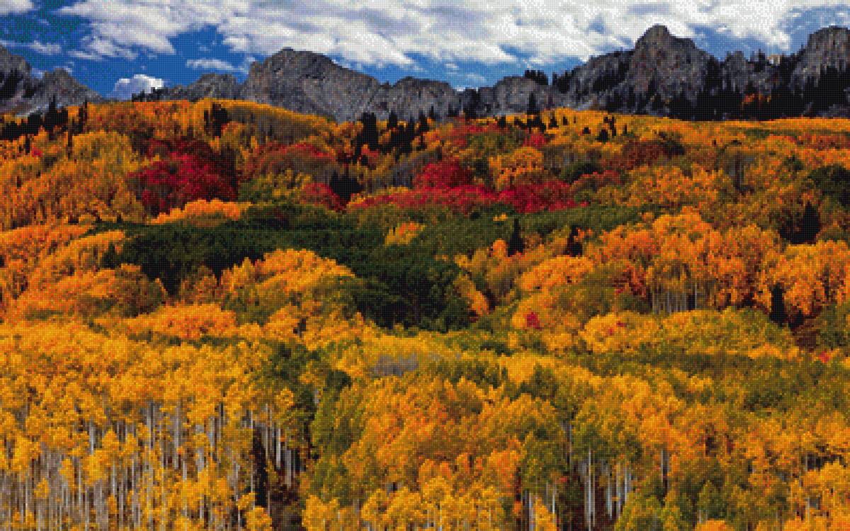 Осень в горах - деревья, осень, лес, горы - предпросмотр