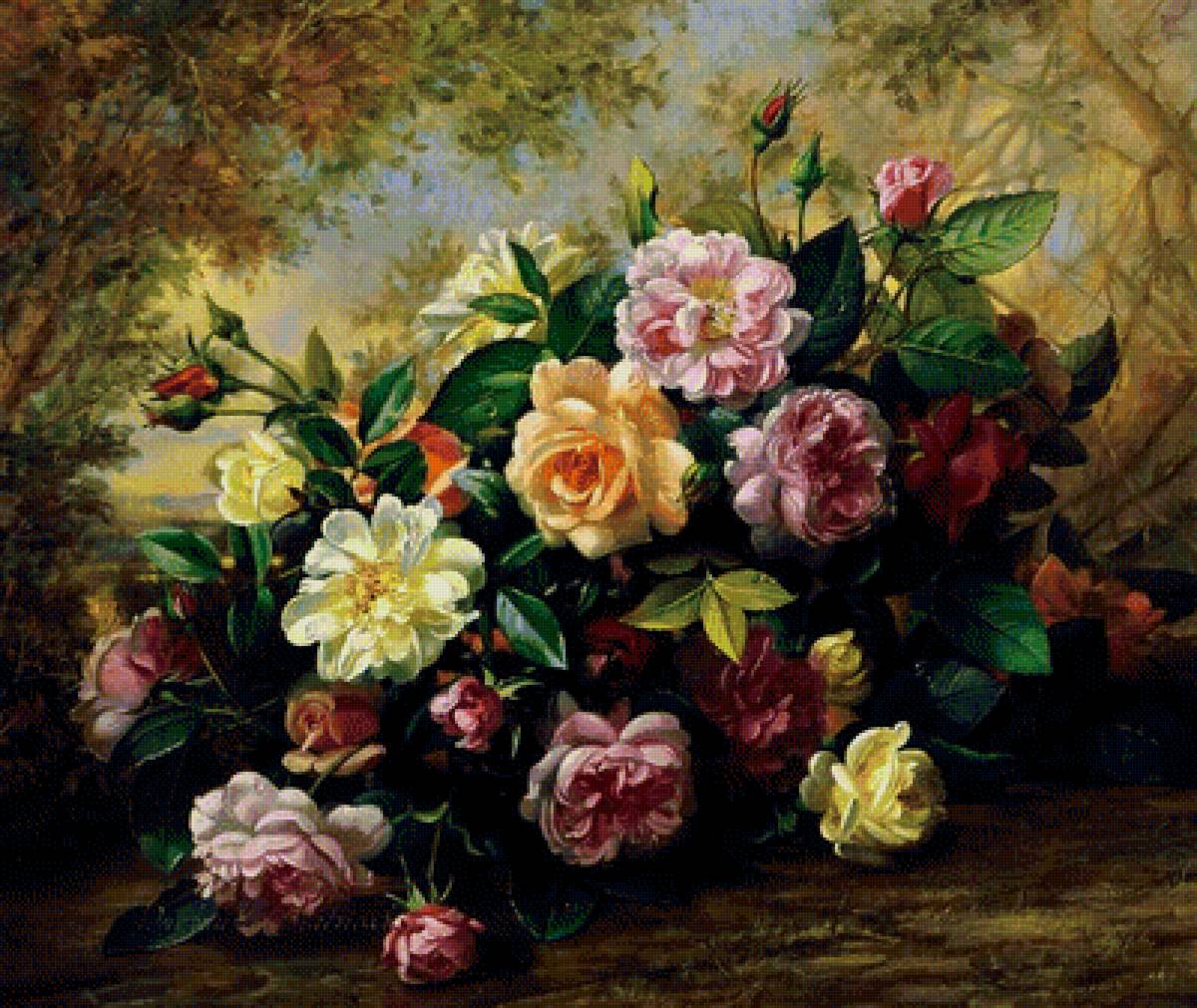 Букет роз - розы, лес, цветы, букет - предпросмотр