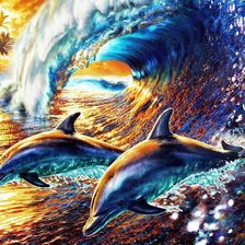 Схема вышивки «дельфины»